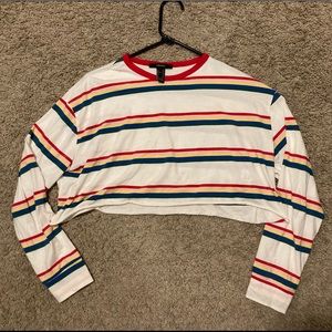 Rainbow long sleeve cropped shirt